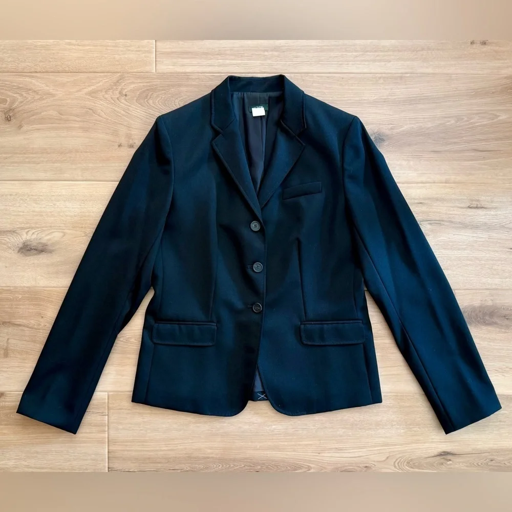 J. Crew Black Wool Suit Blazer Size 12 Tall